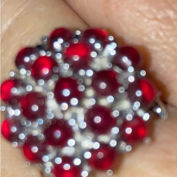 924 sterling oval Silver 4.5 cwt Cabochon Rhodolite size 8.5 - Picture 3 of 7